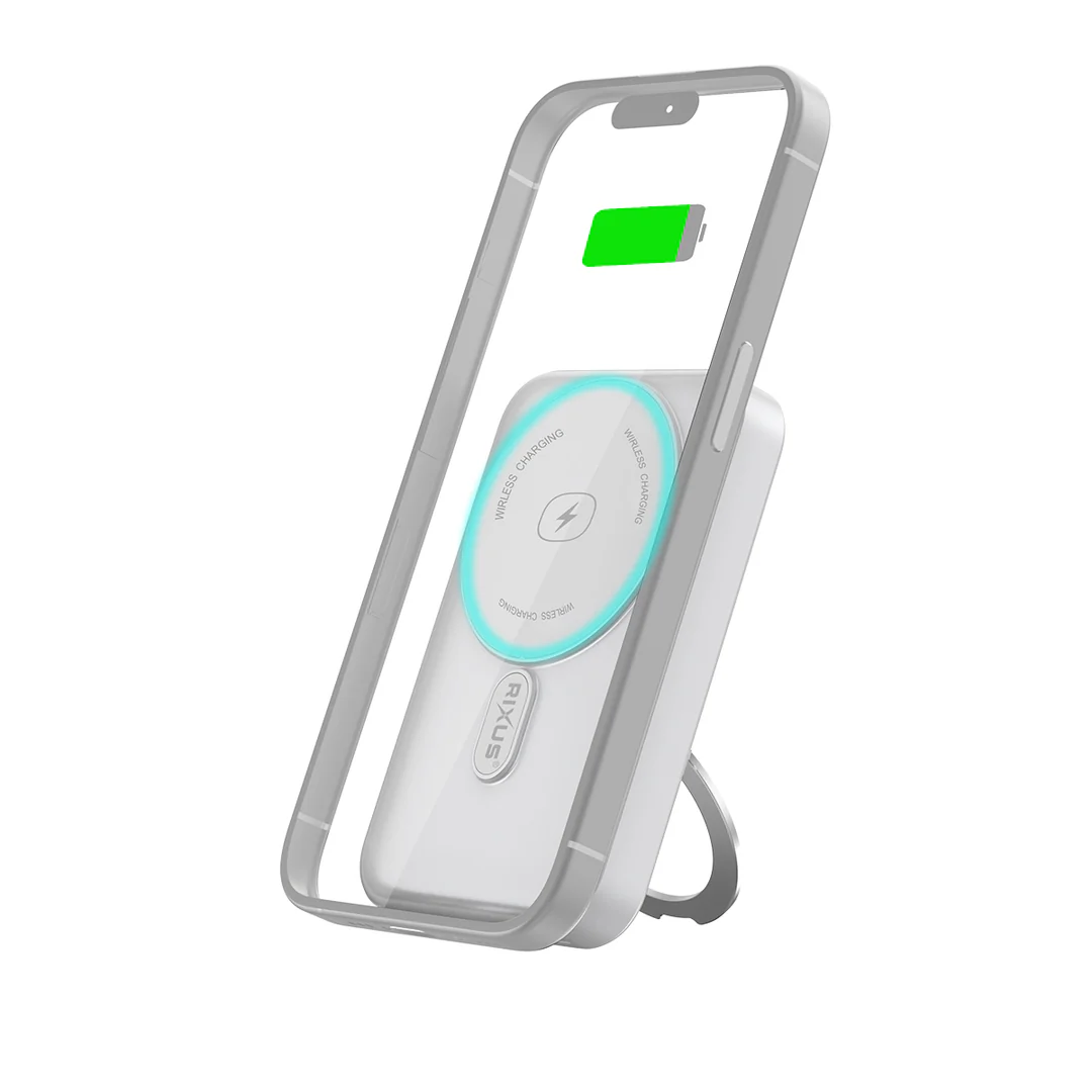 Powerbank Magnética Rixus MagSafe 10.000mAh com Suporte Dobrável – Branca - Image 3