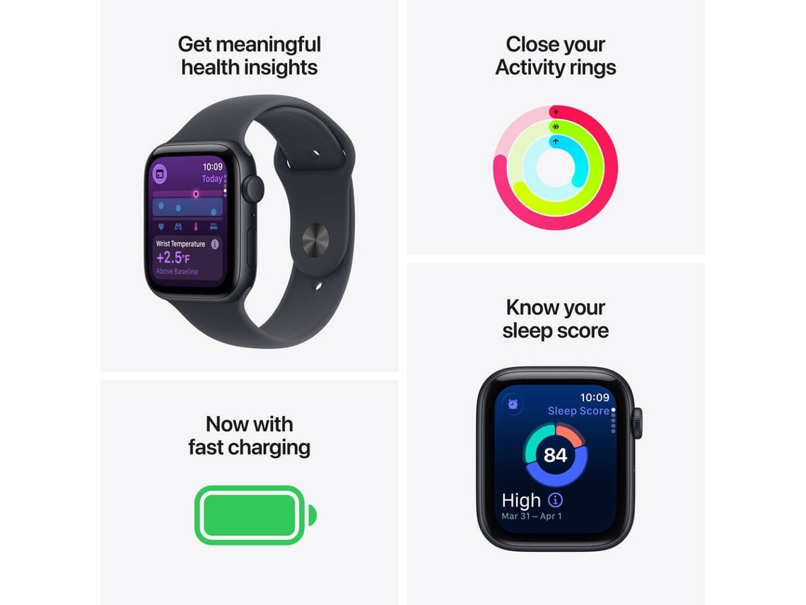 APPLE Watch SE 3 GPS 40 mm Meia-noite Alumínio com Bracelete Desportiva Meia-noite (Tamanho S/M) - Image 3