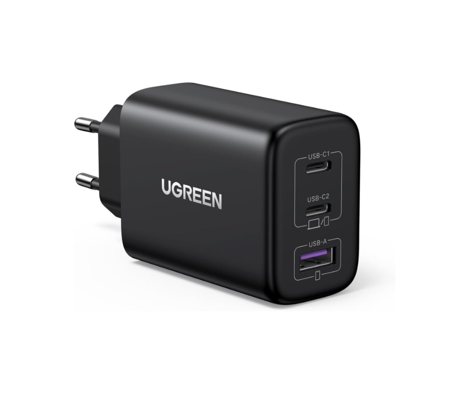 UGREEN Carregador 65W – 3 Portas (2xUSB-C + 1xUsb-A)